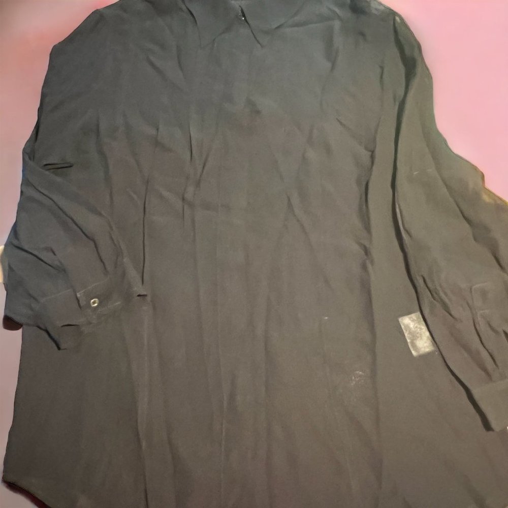 Vintage Christian Dior Semi Sheer Shirt Button Up 3/4 Sleeves 100% Silk Sz 6 REA